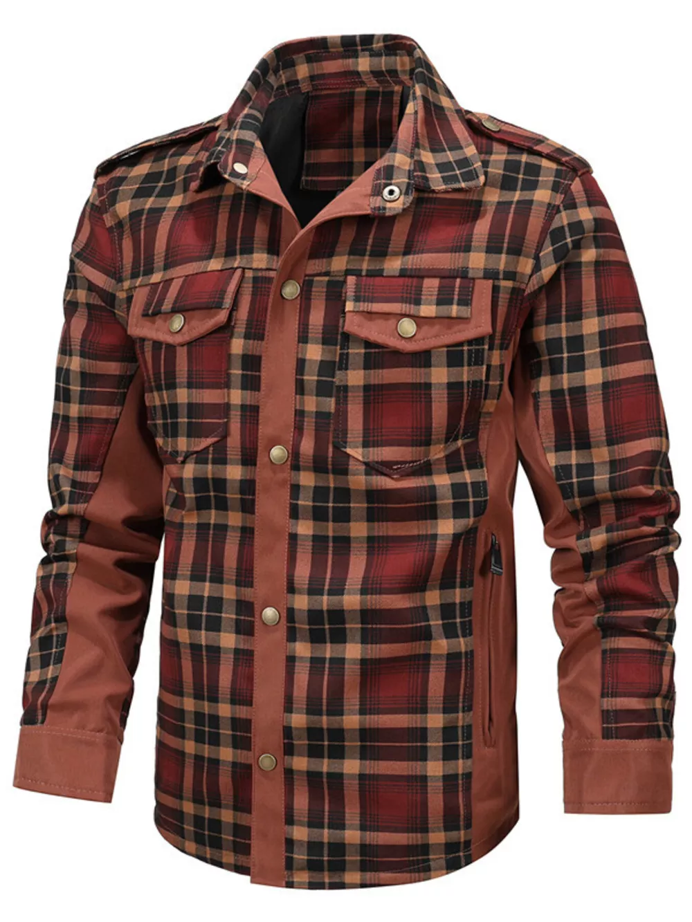 Men's Full Size Button Up Long Sleeve Plaid Shirt Plus Size, image 4