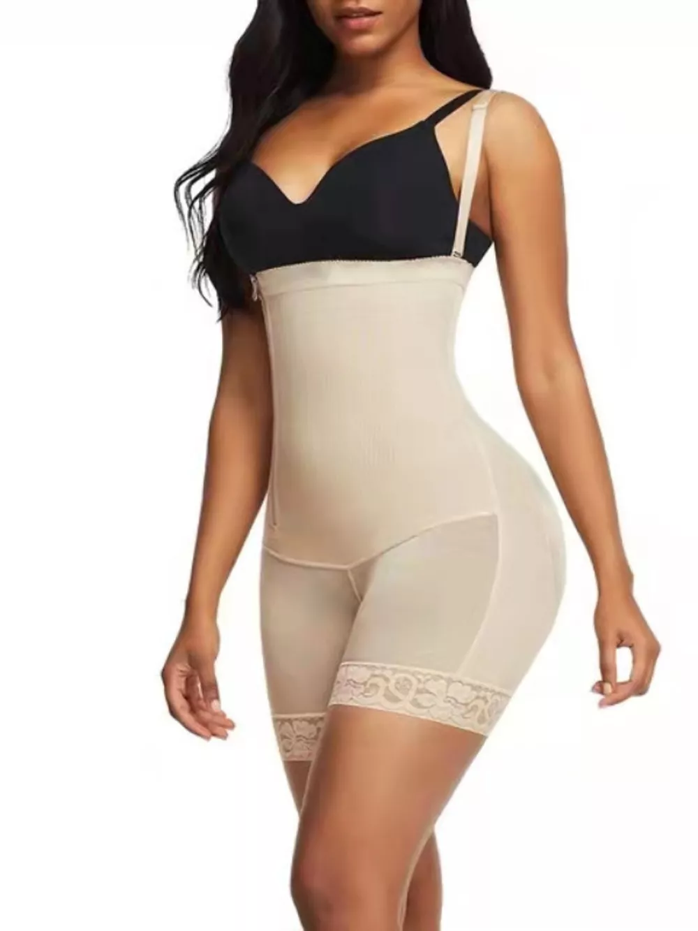 Full Size Lace Detail Tummy Control Shaping Romper Plus Size