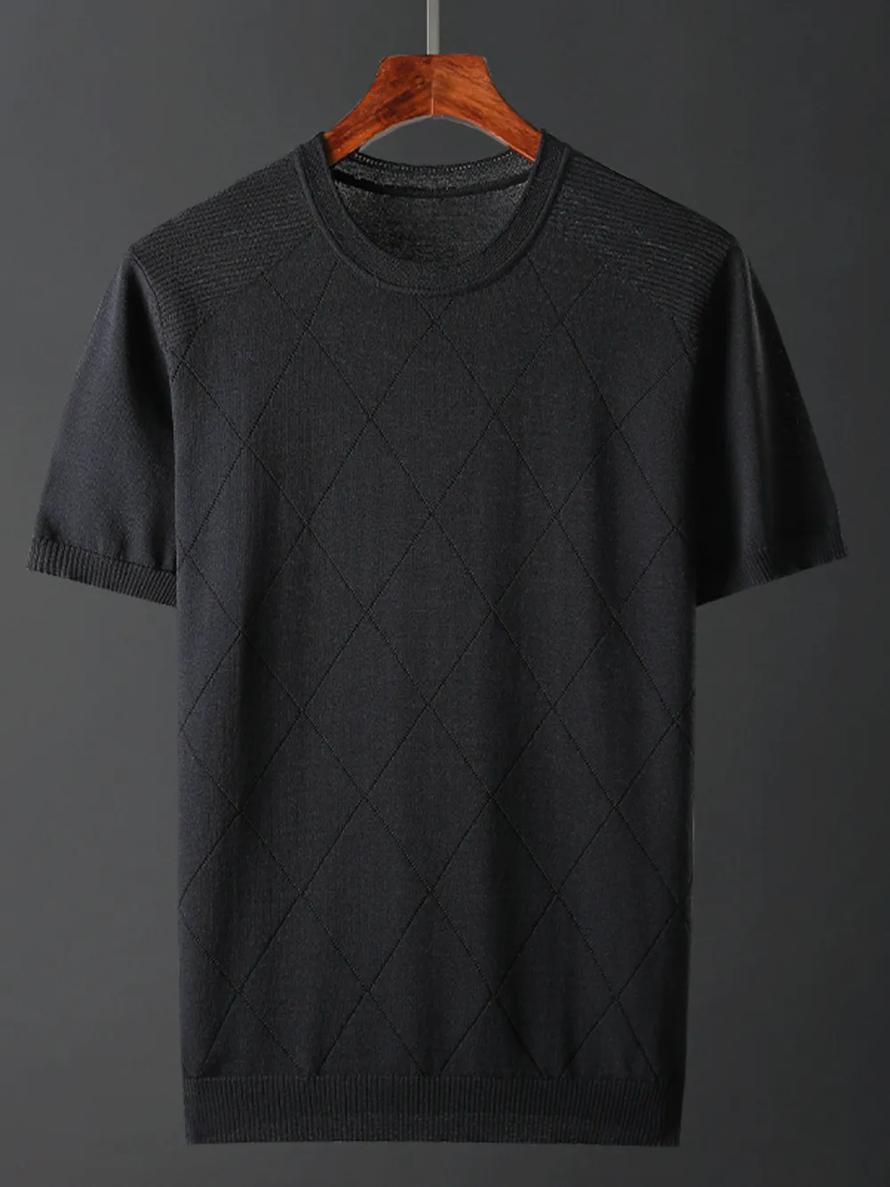 Men's Plus Size Diamond Pattern Knit T-Shirt