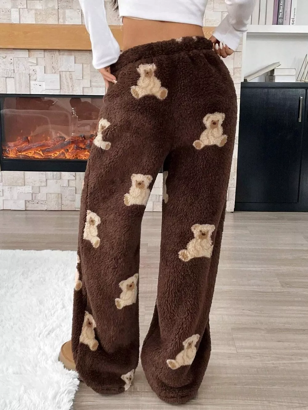 Teddy Bear Print Fluffy Pants, image 2