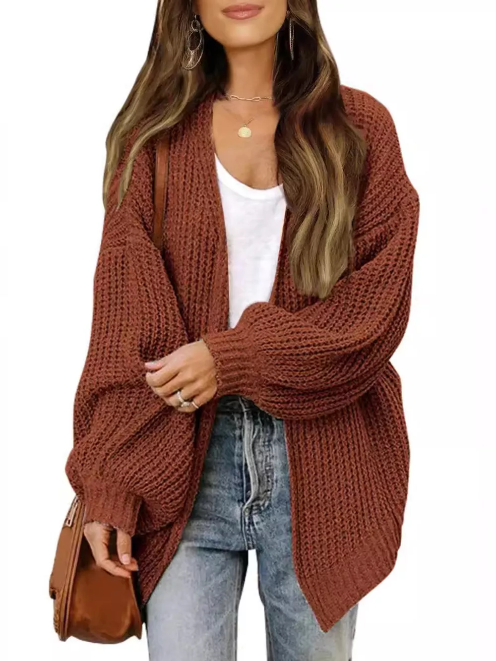 Open-Front Chunky Knit Cardigan, image 9