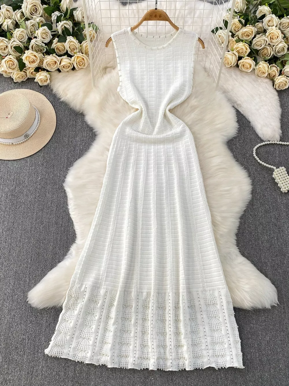 Textured Knit Sleeveless Midi Dress, image 19