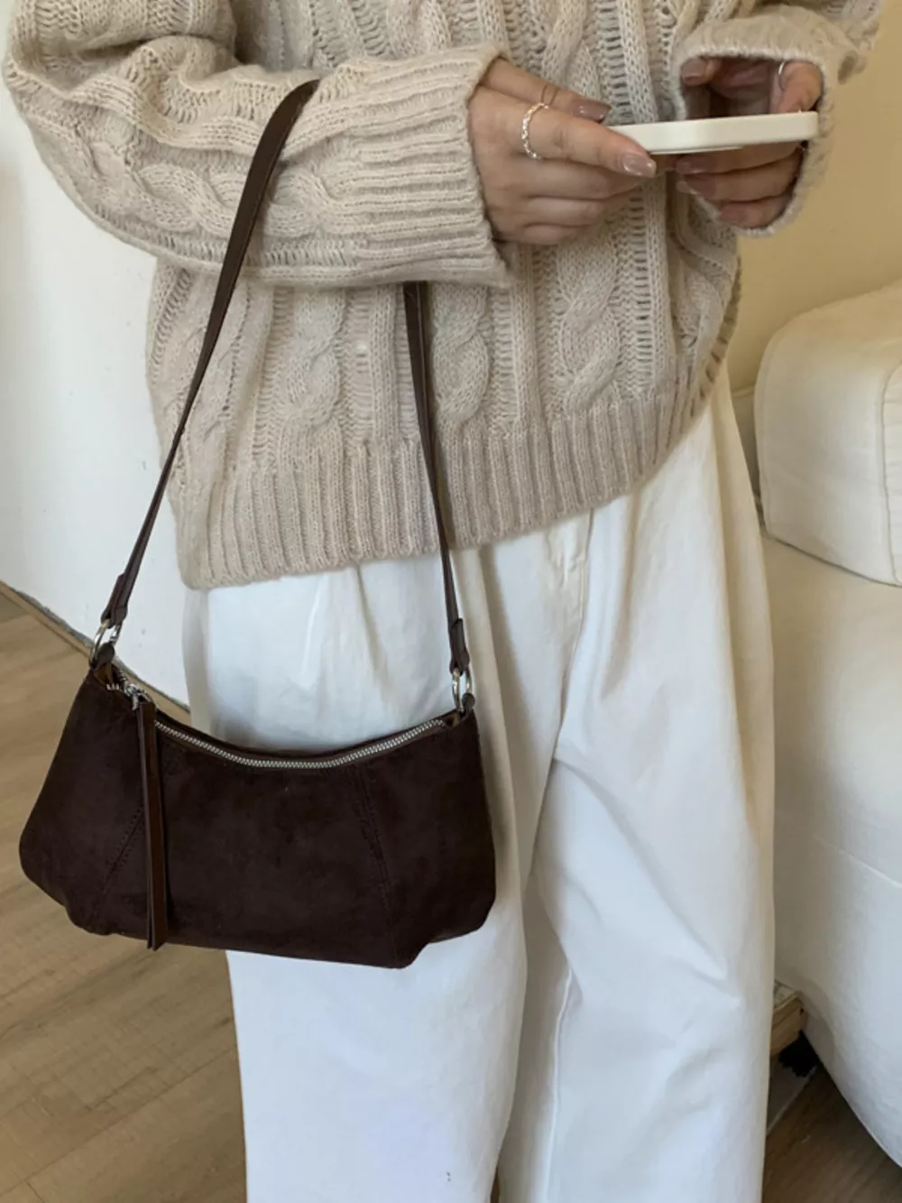 Vintage Suede Crossbody Bag, image 3