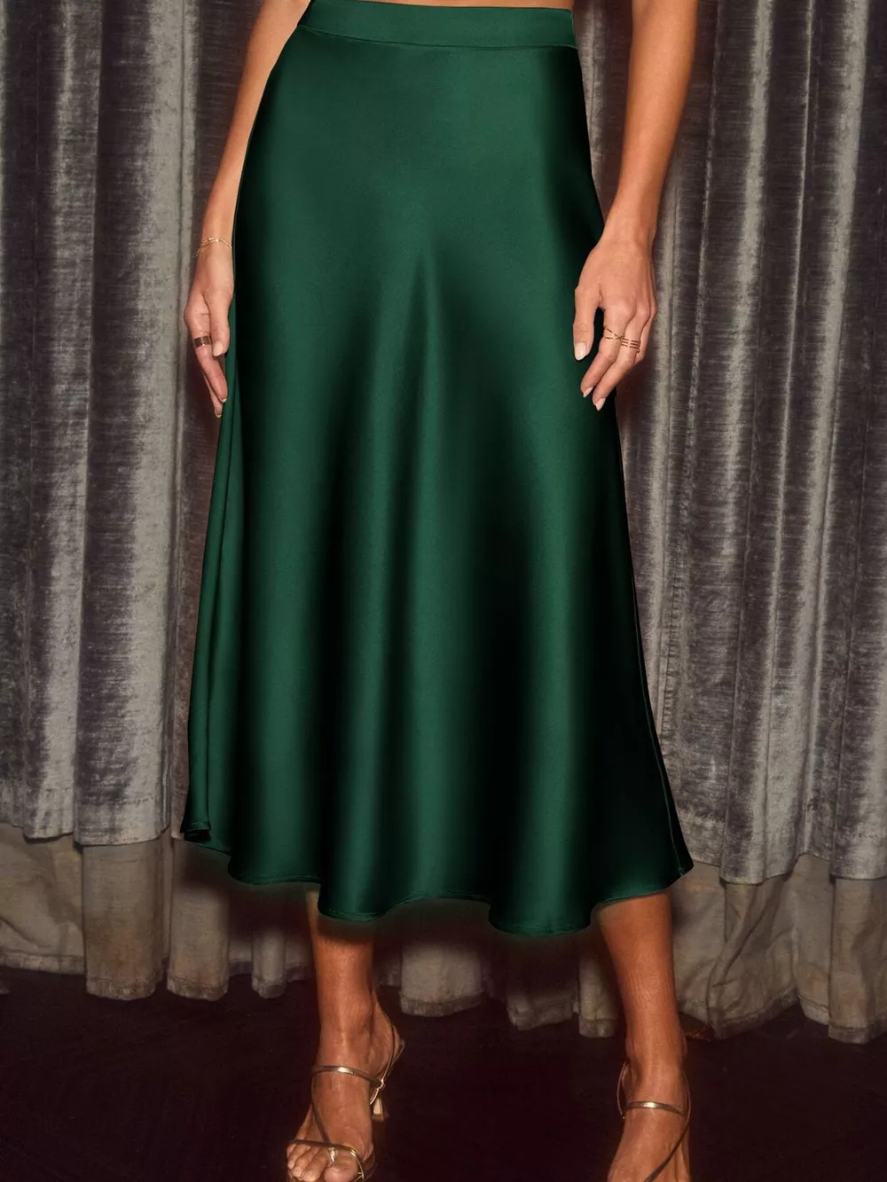 Satin Midi Skirt, image 8