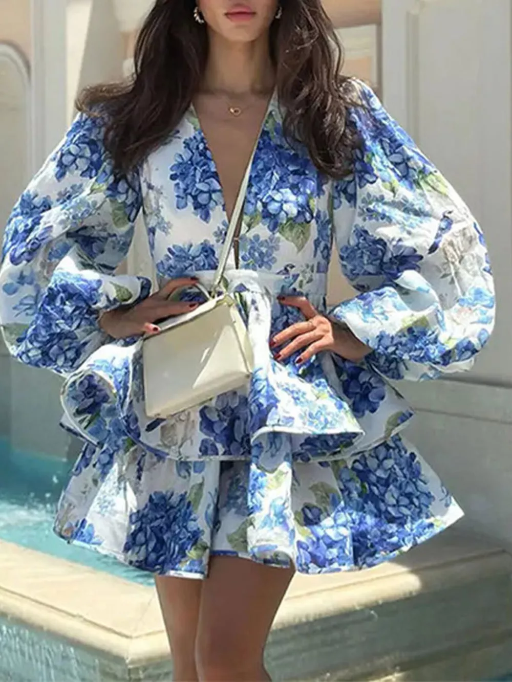 Floral Print Ruffle Layered Mini Dress, image 5