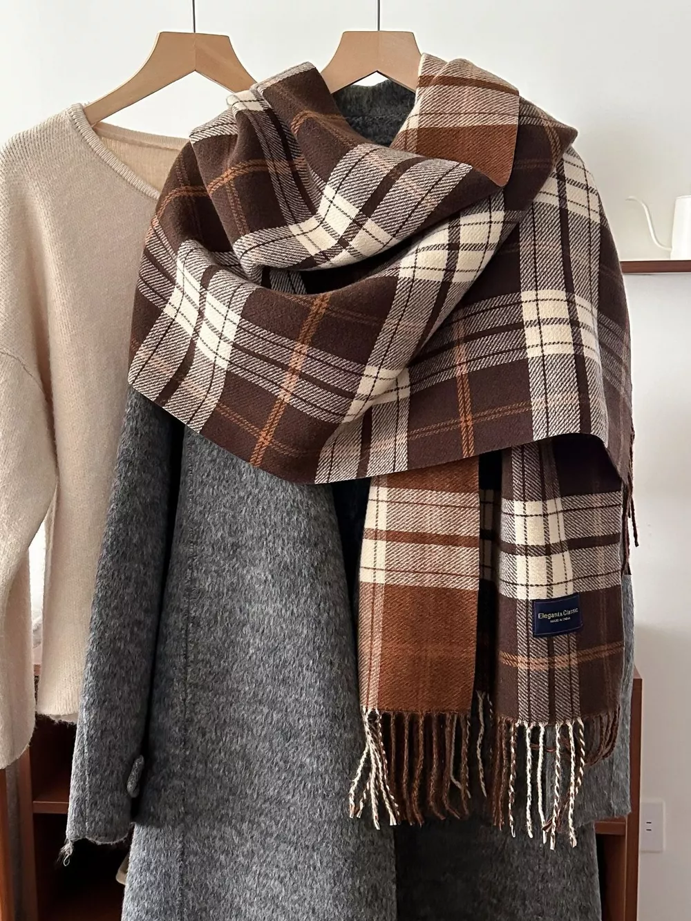 Classic Fringe Plaid Scarf, image 6