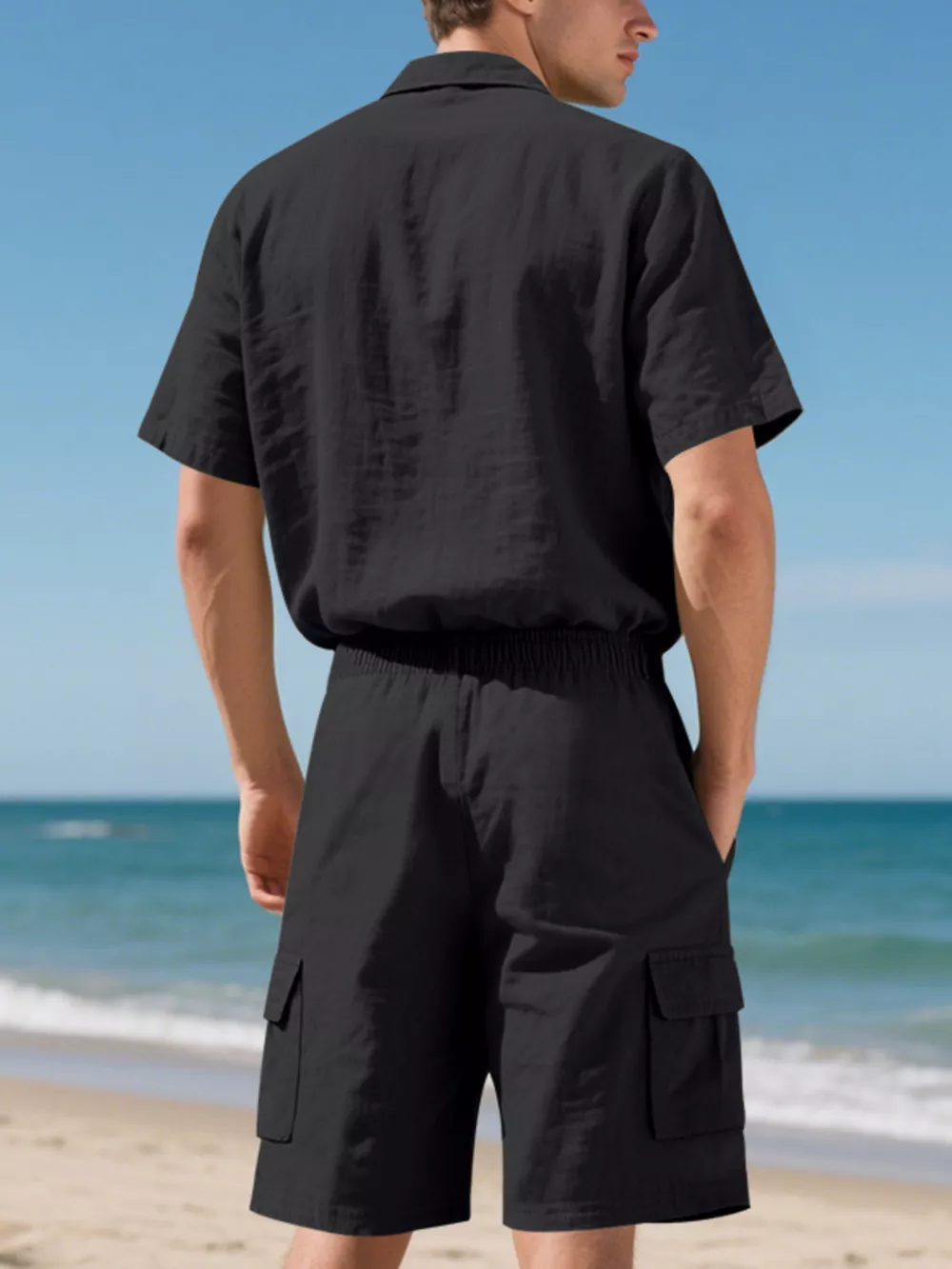 Men's Full Size Button Up Shirt and Shorts Set Plus Size, image 11