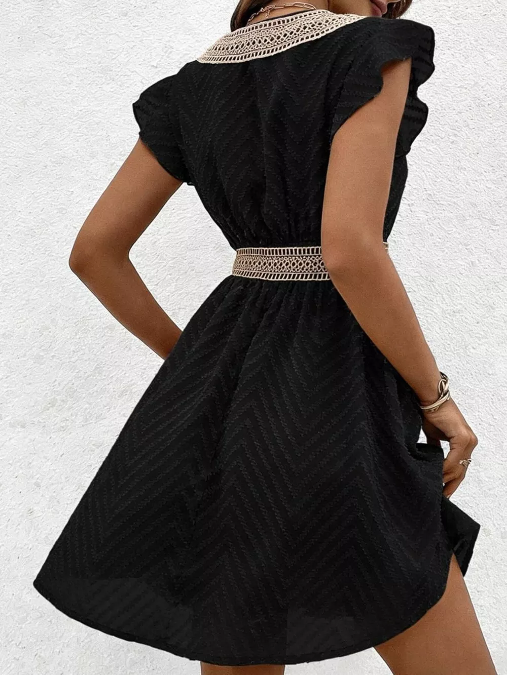 V-Neck Ruffle Sleeve Mini Dress, image 19