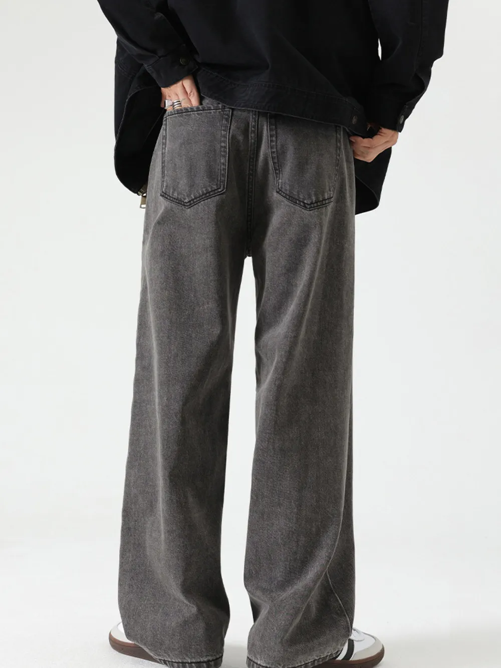 Men's Washed Wide Leg Jeans, image 2