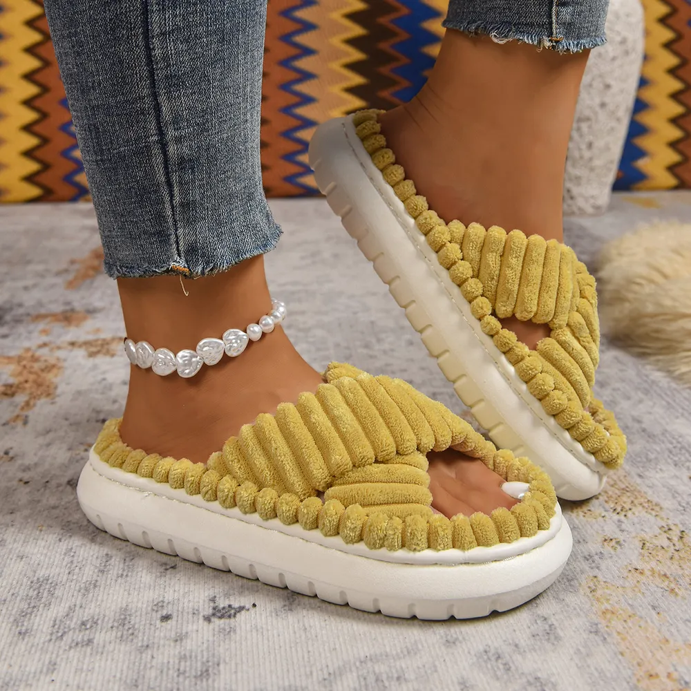 Crisscross Open Toe Platform Slippers, image 5