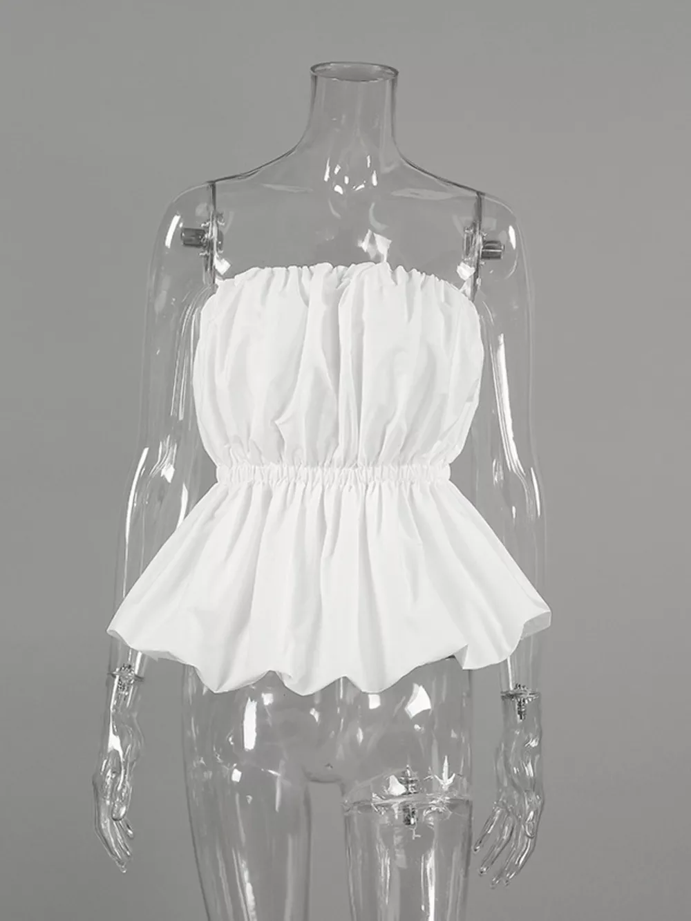 Ruched Bubble Hem Tube Top, image 7