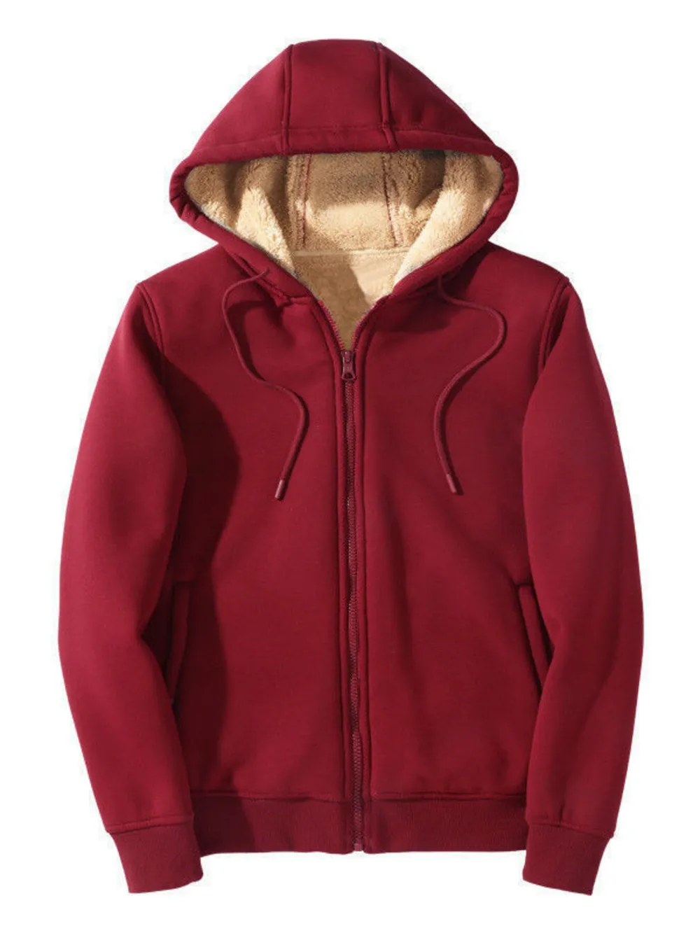 Men's Plus Size Sherpa Lined Zip Up Hoodie, image 3