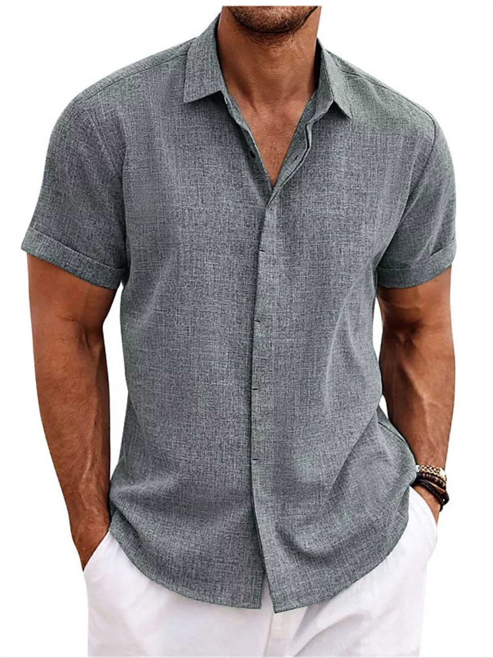 Men's Full Size Casual Short Sleeve Button-Down Shirt Plus Size, image 5