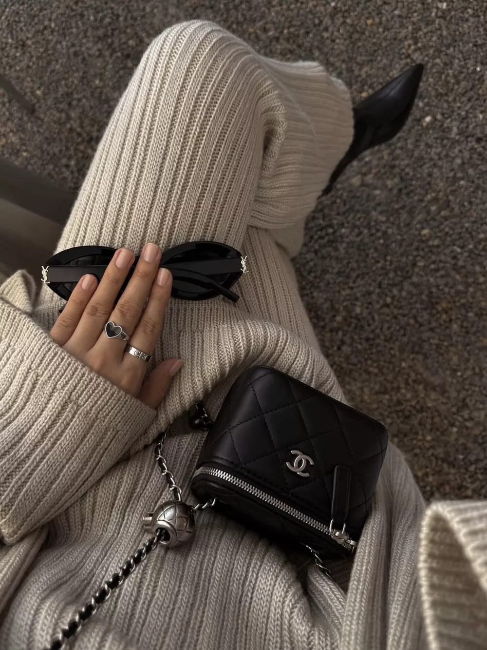 3-Piece Crew Neck Ribbed Sweater and Wide-Leg Pants Set with Scarf, image 5