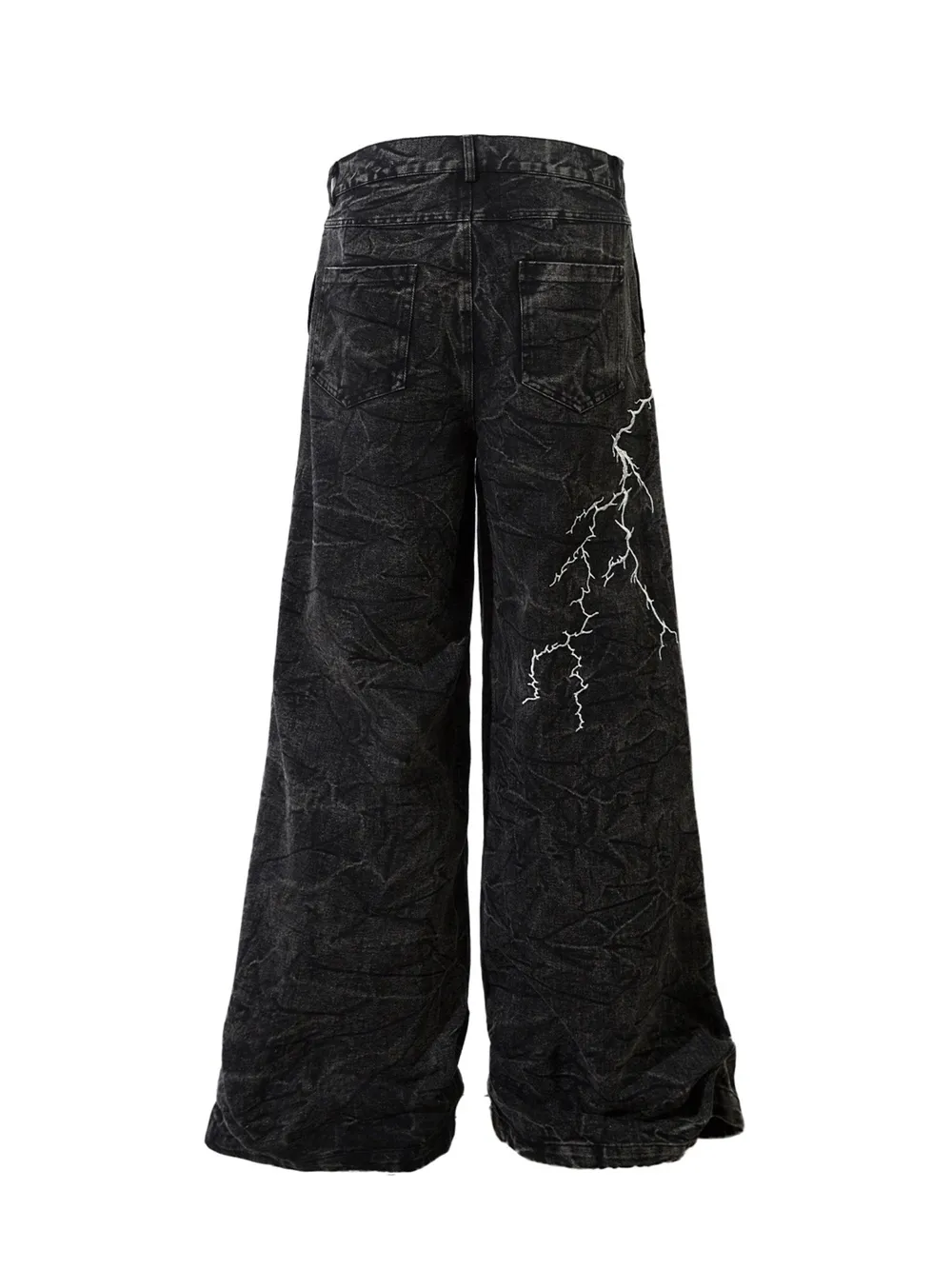 Men's Lightning Pattern Wide Leg Jeans, image 4