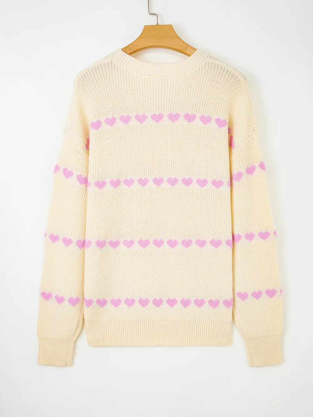 Heart Pattern Valentine Ribbed Knit Sweater, image 4