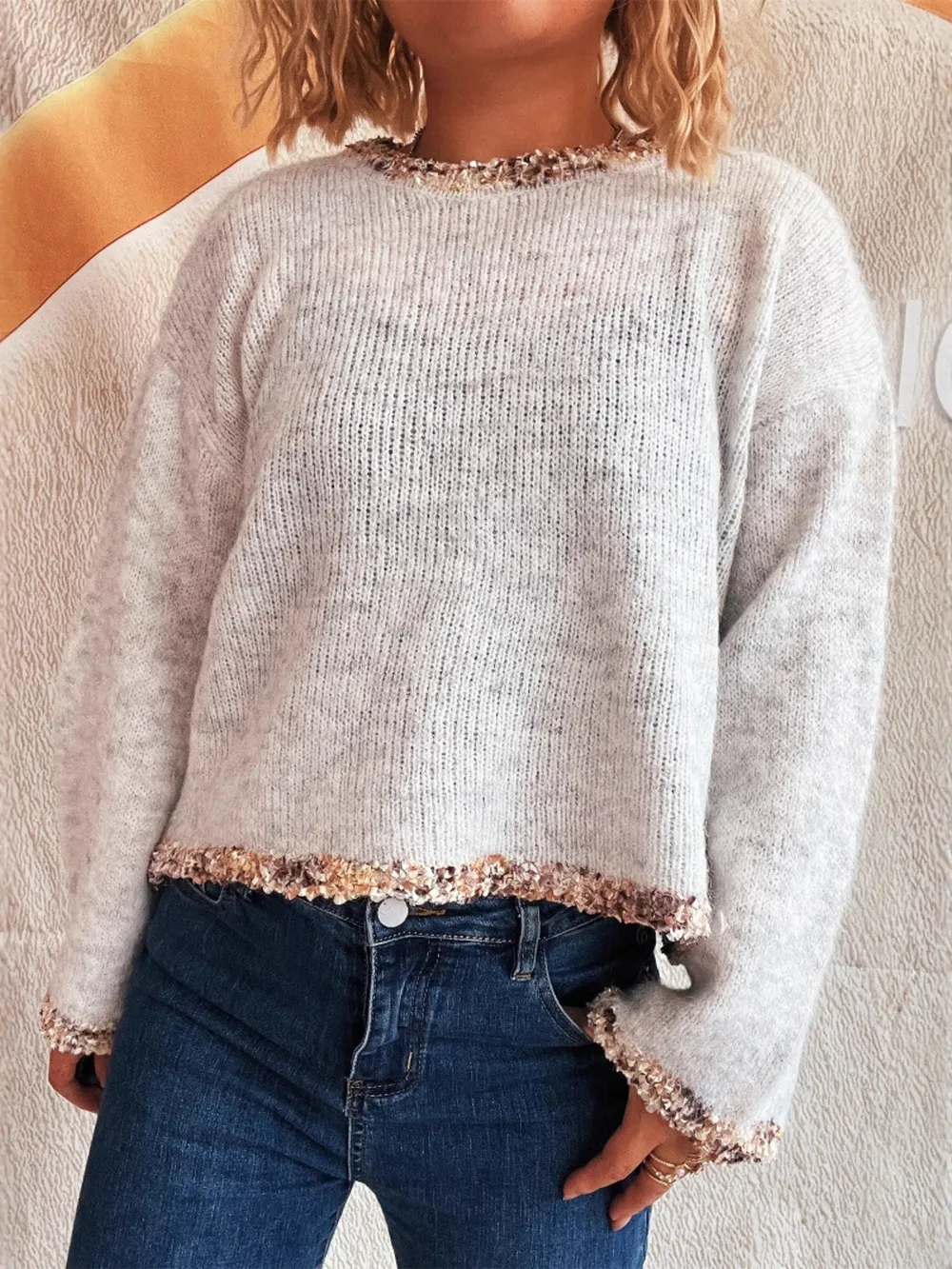 Round Neck Cropped Sweater, image 5