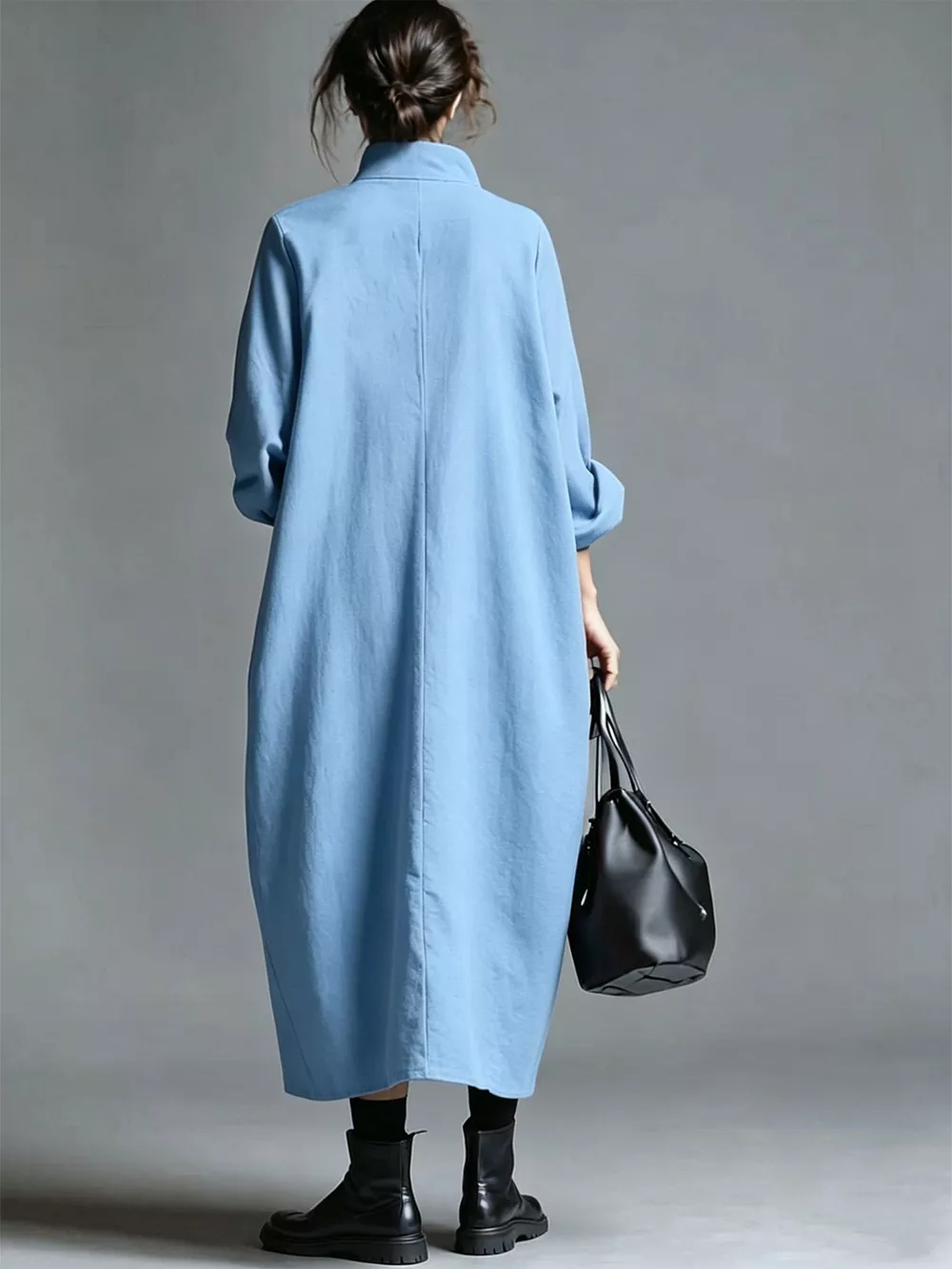 Full Size Loose-Fit Mock Neck Midi Dress with Pockets Plus Size, image 20