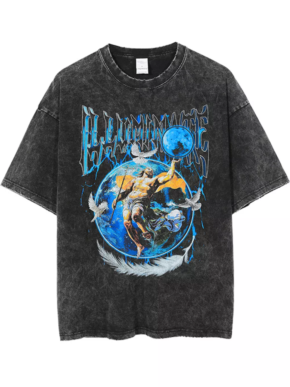 Men's Vintage Graphic Round Neck Oversized T-Shirt, image 2