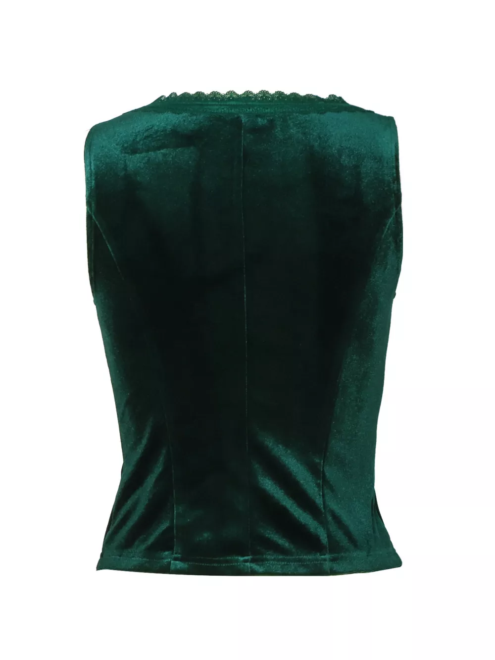 Velvet Lace Trim Button-Down Vest, image 6