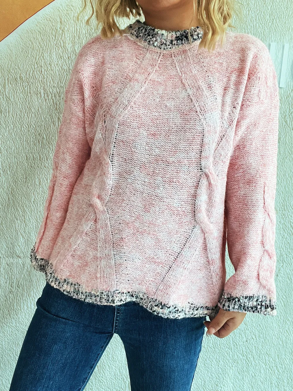 Contrast Trim Detail Round Neck Sweater, image 19
