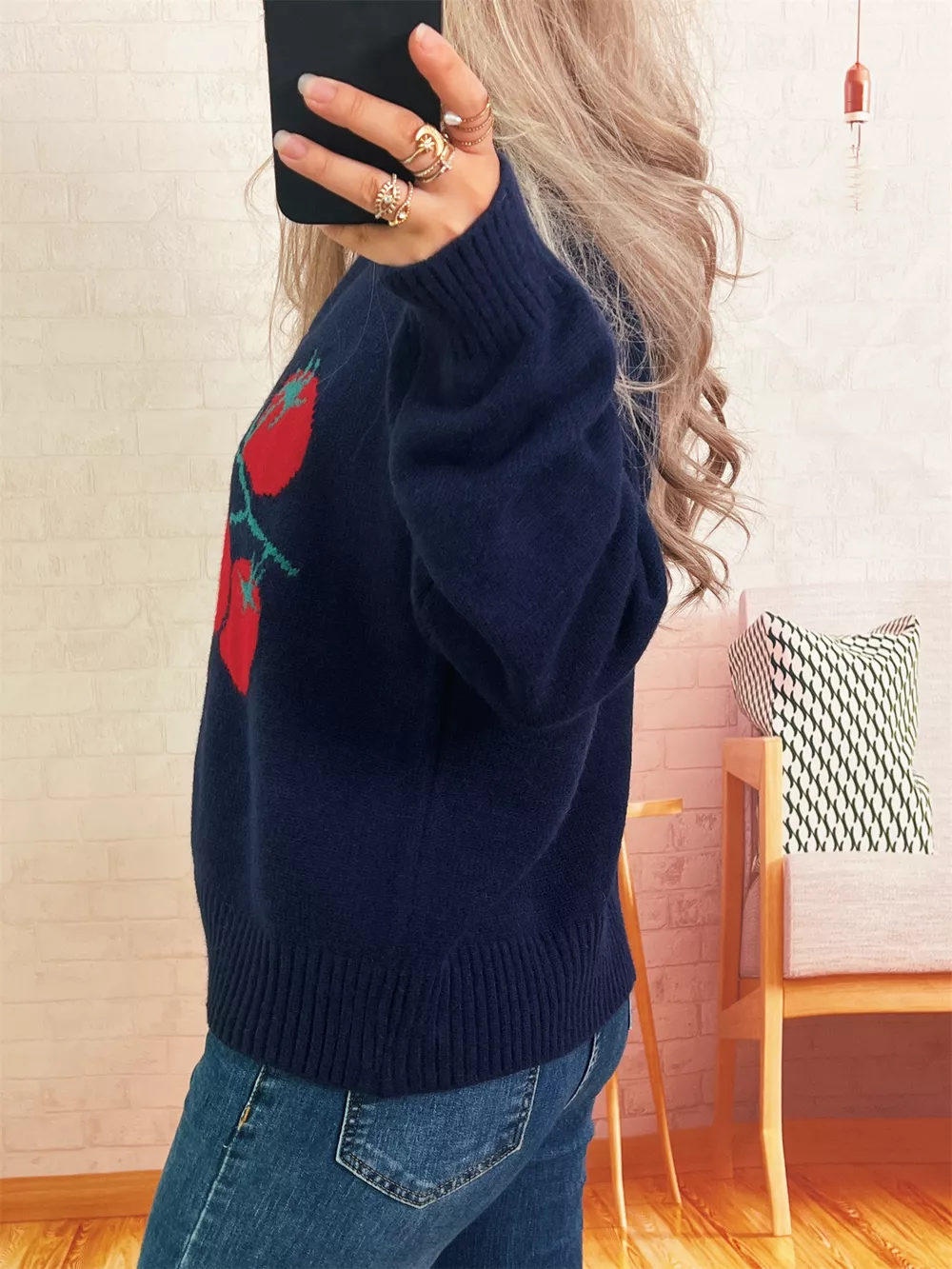 Persimmon Round Neck Long Sleeve Sweater, image 12