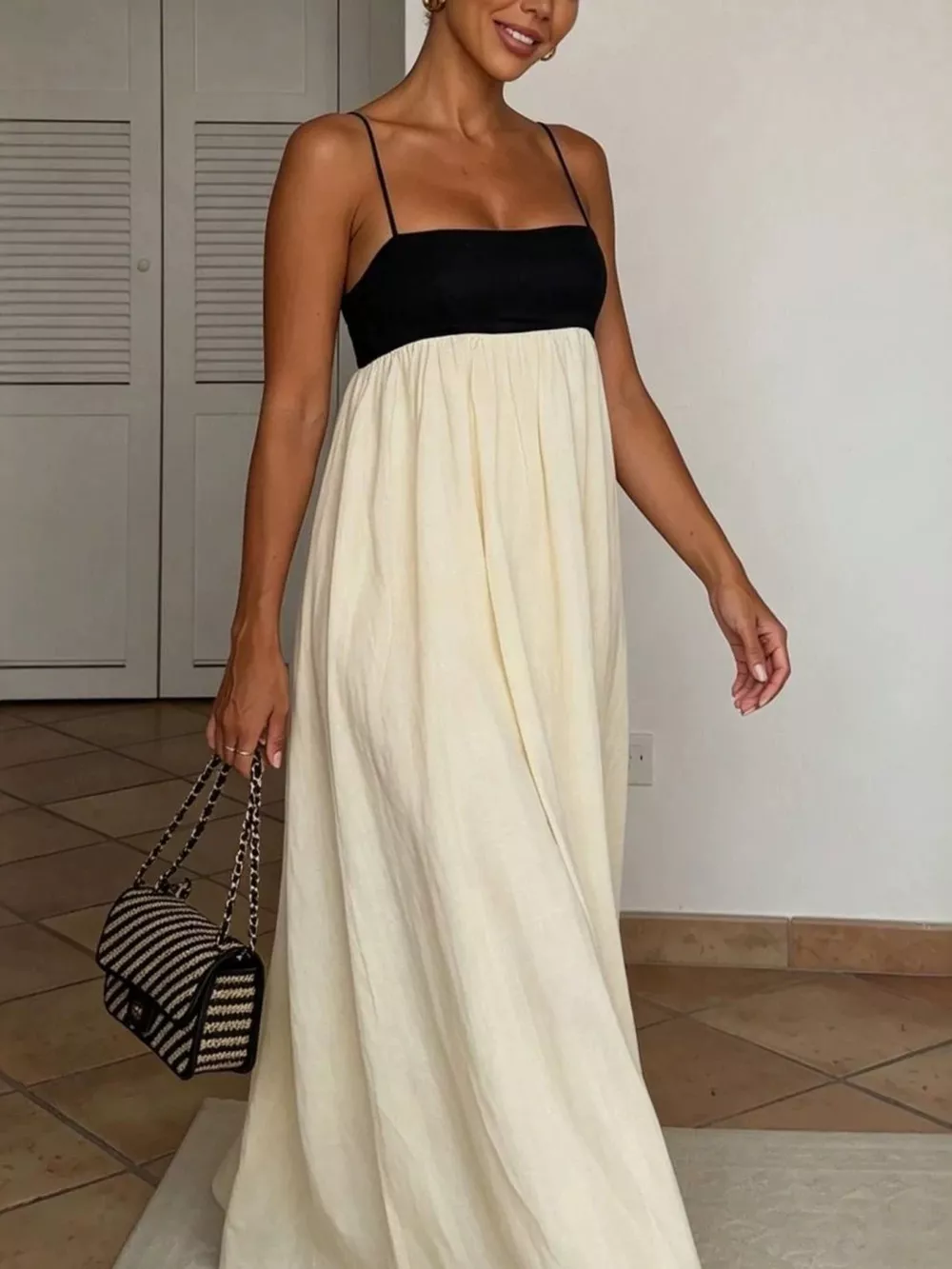 Sleeveless Two-Tone Maxi Dress, image 2