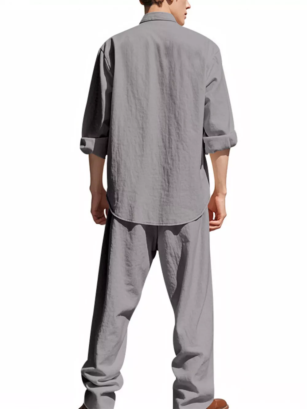 Men's Full Size Button Up Long Sleeve Shirt and Pants Plus Size, image 4
