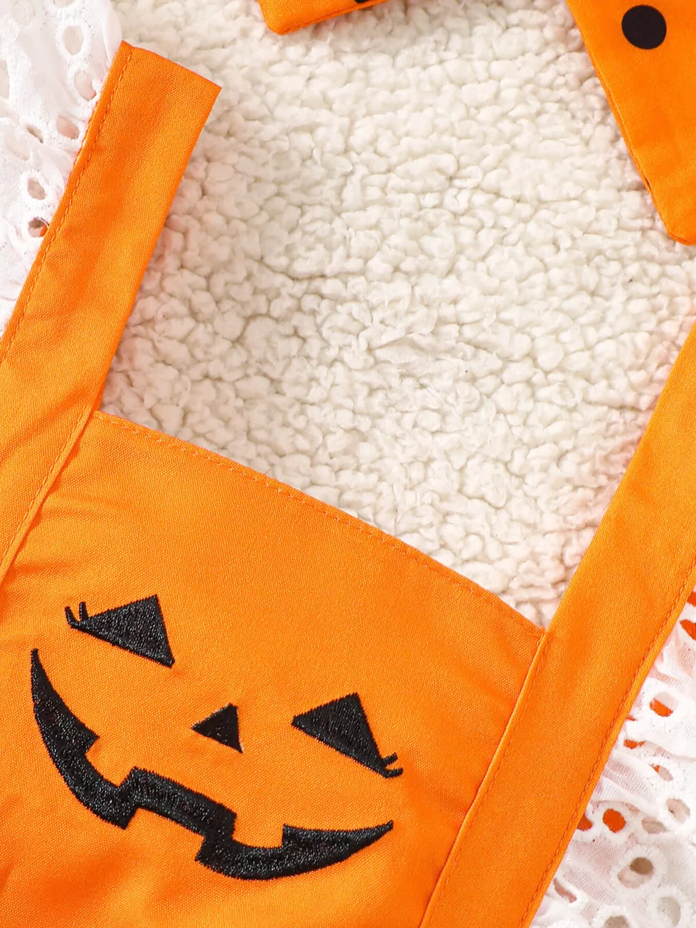 Children's Halloween Pumpkin Polka Dot Bodysuit and Headband Set, image 4