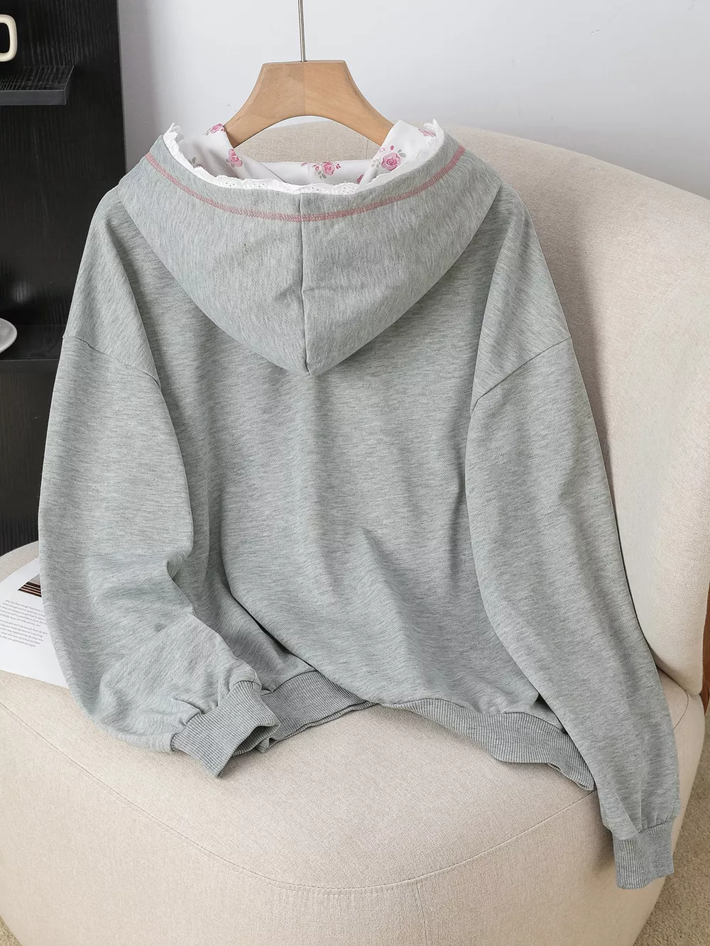 Bow Embroidered Long Sleeve Hoodie, image 2