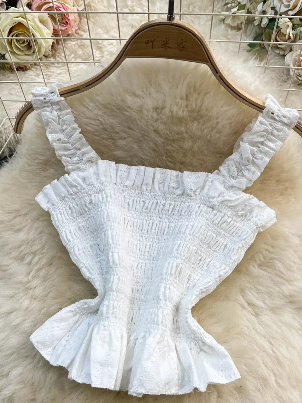 Smocked Crop Top and Hollow-Out Skirt Set, image 14
