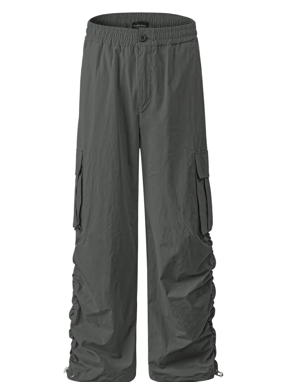 Men's Elastic Waist Wide Leg Cargo Pants with Side Pockets, image 2