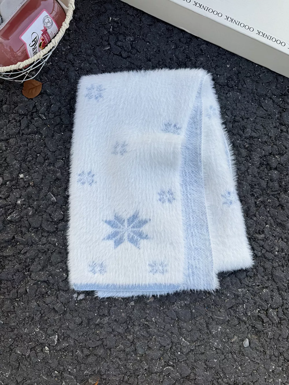 Fluffy Snowflake Pattern Winter Scarf, image 6