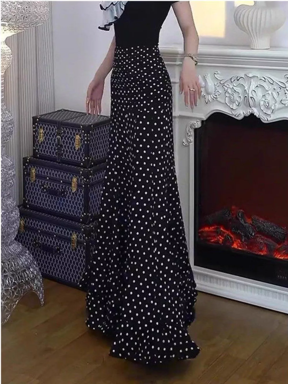 Polka Dot Mermaid Maxi Skirt, image 12