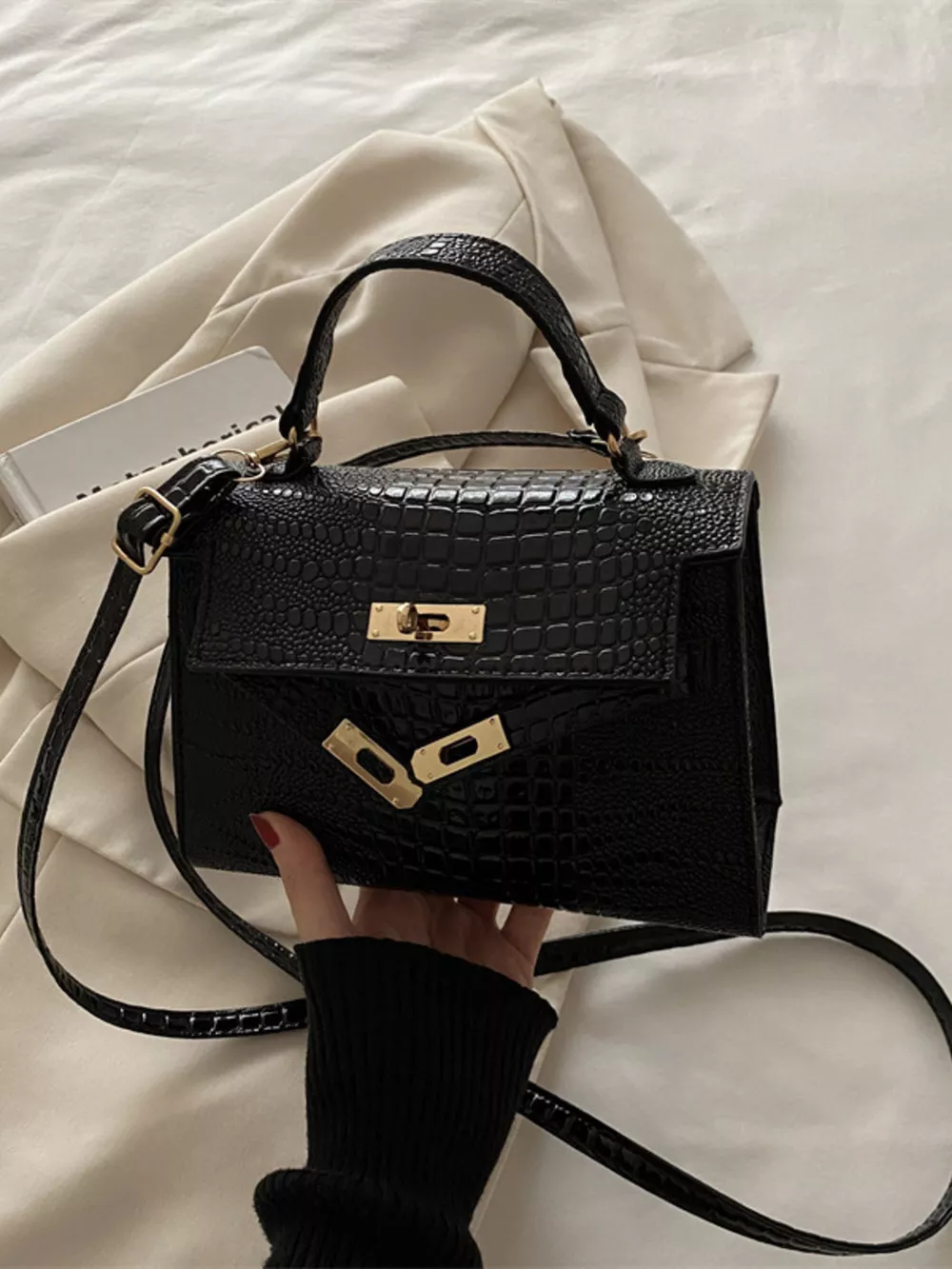 Embossed Flap Crossbody Bag, image 6