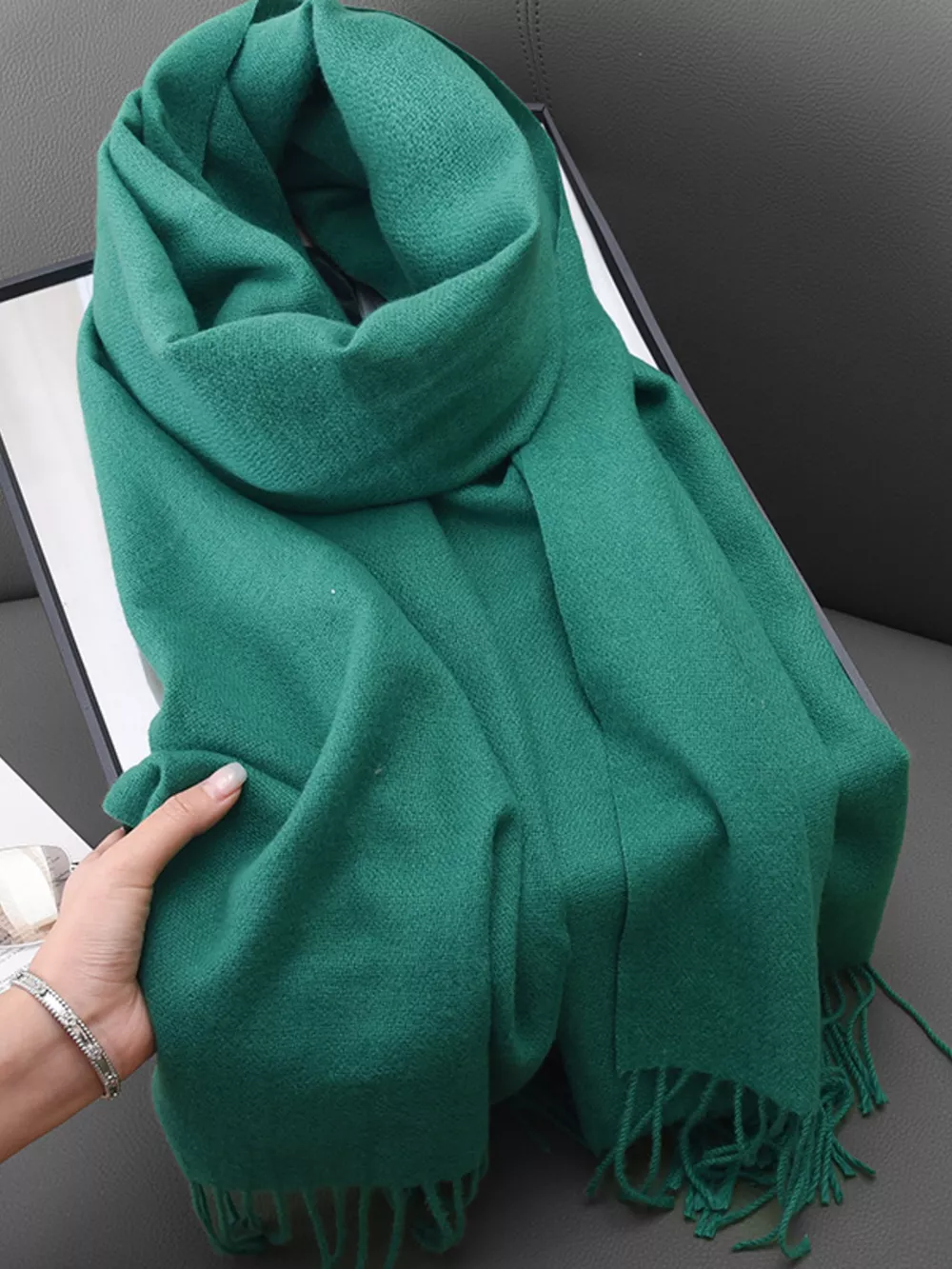 Solid Color Fringe Scarf, image 17