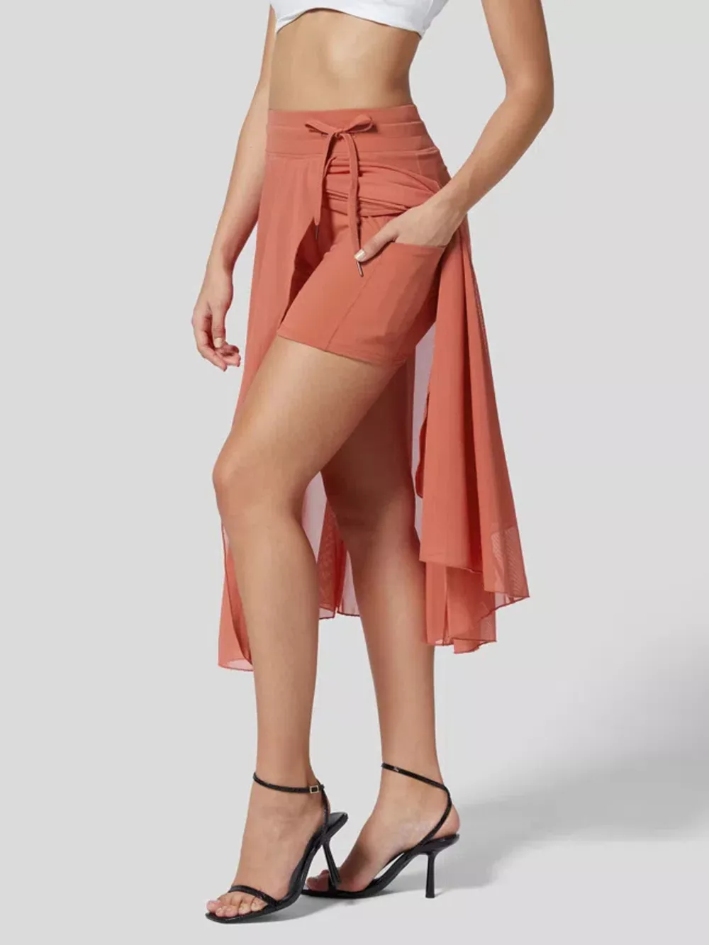 Slit Flowy Skirt with Shorts Liner, image 14