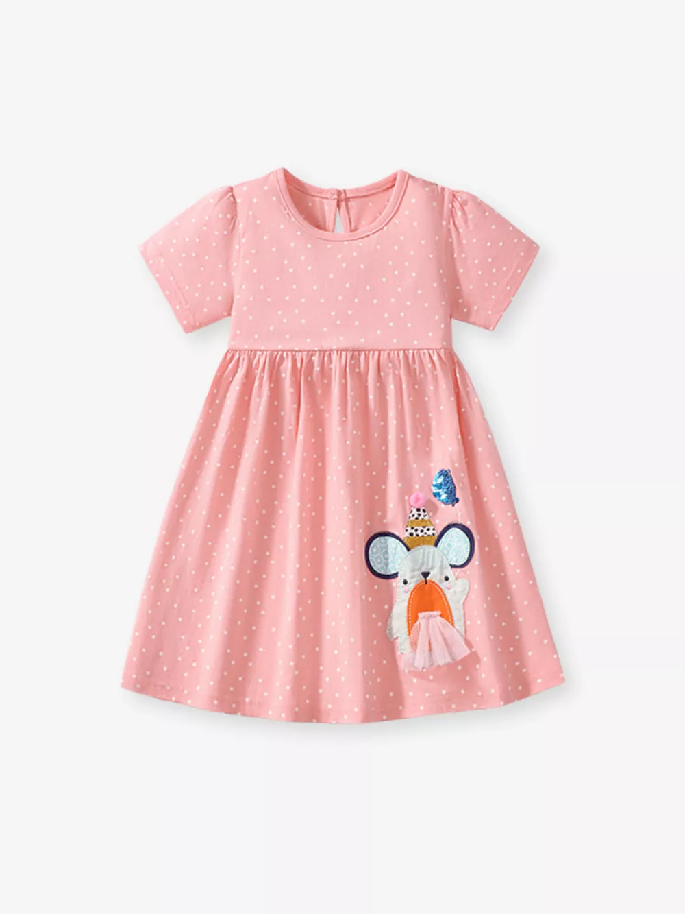 Children's Round Neck Cartoon Polka Dot Dress, image 6
