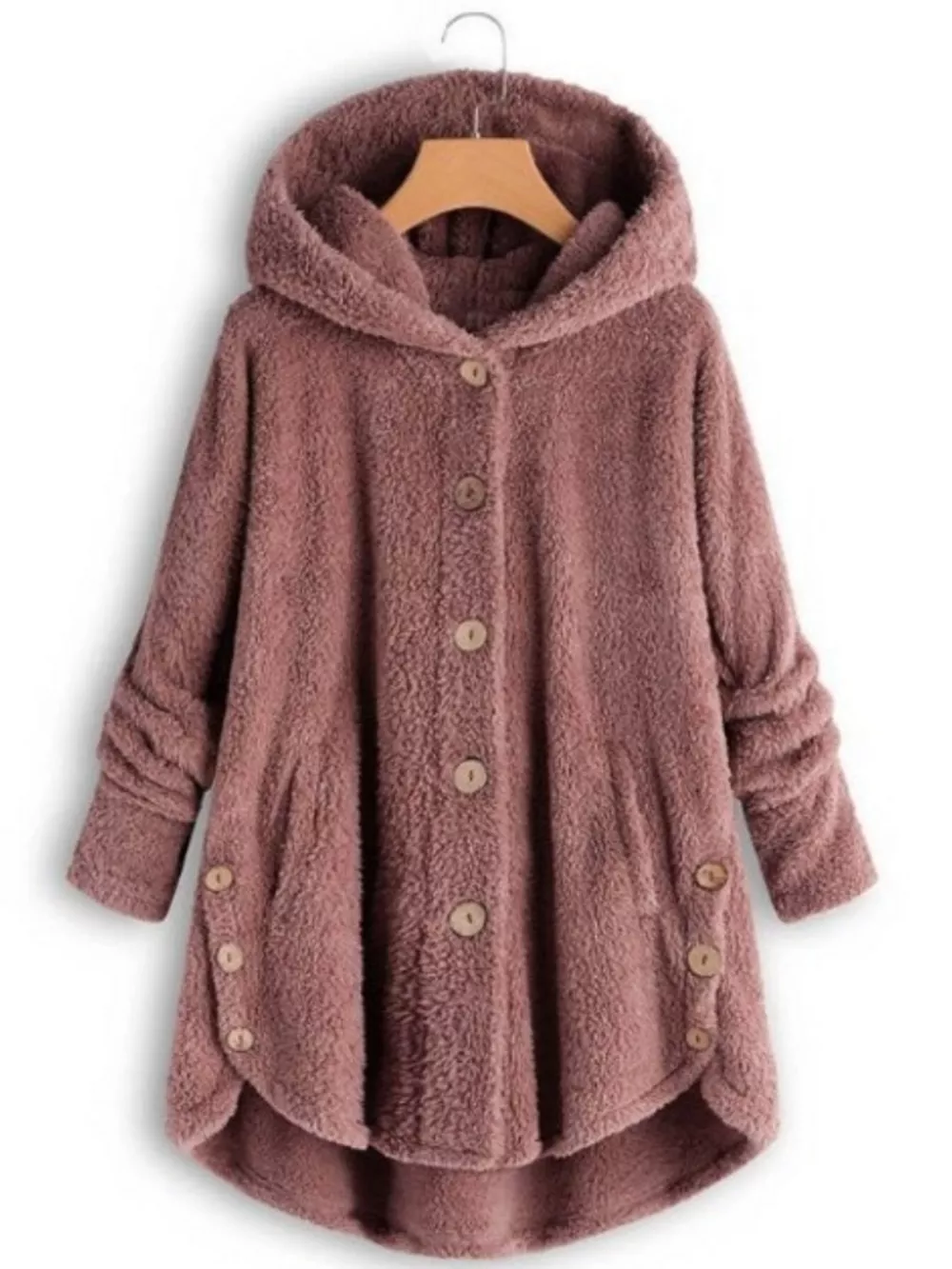 Full Size Fleece Button-Down Hooded Outerwear Plus Size, image 5