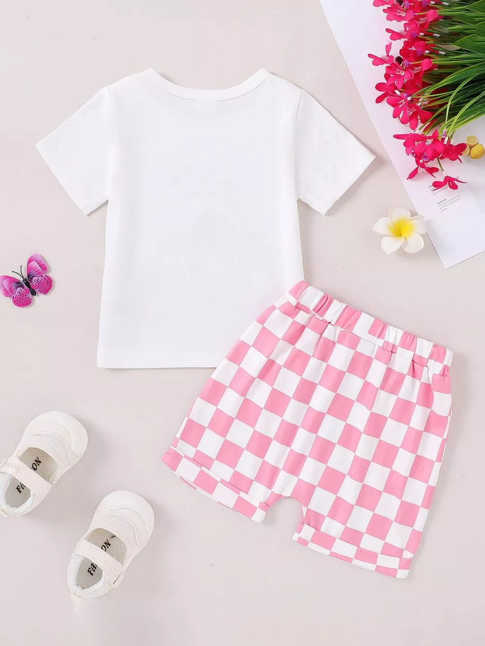 Children's Daddy's Girl Graphic Tee & Checkered Shorts Set, image 2