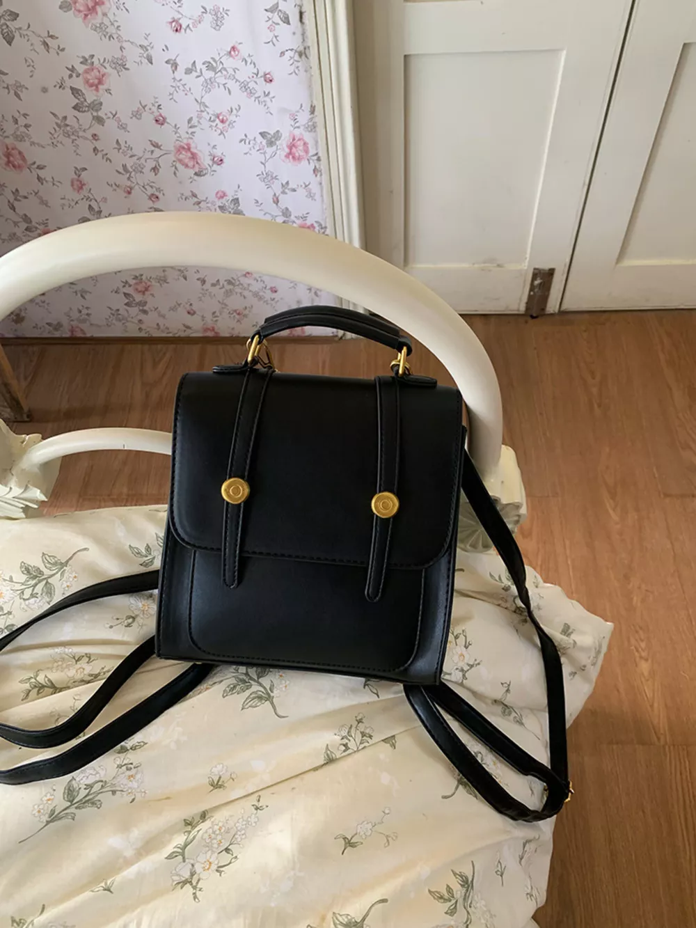 Top Handle Leather Backpack Bag, image 4