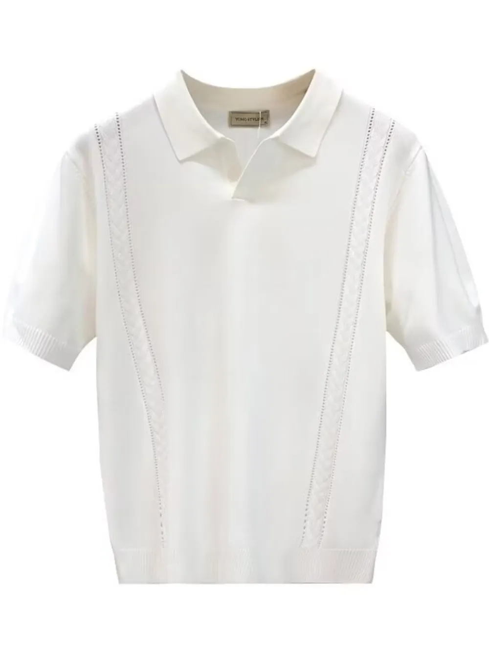 Men's Full Size Eyelet Detail Short Sleeve Polo Plus Size, image 4