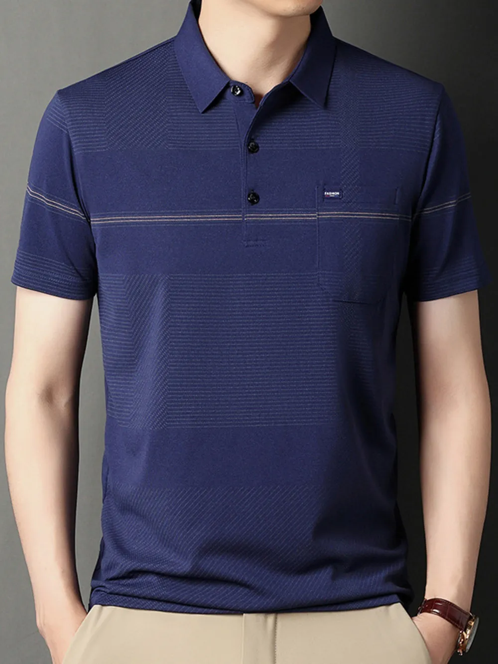 Men's Plus Size Breathable Short Sleeve Polo, image 2