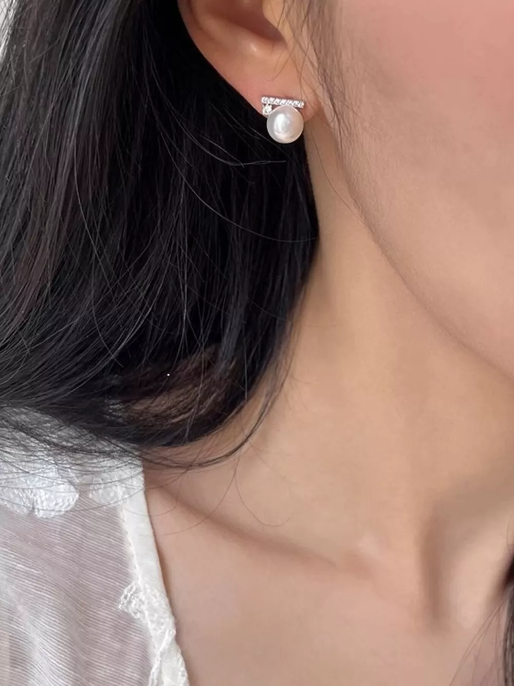 Zircon Pearl Stud Earrings, image 7
