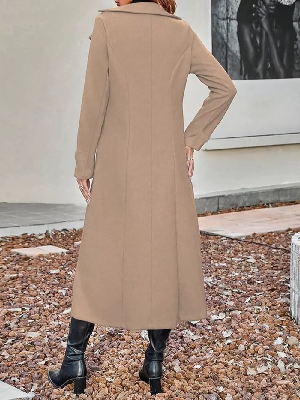 Full Size Double-Breasted Longline Trench Coat Plus Size, image 3