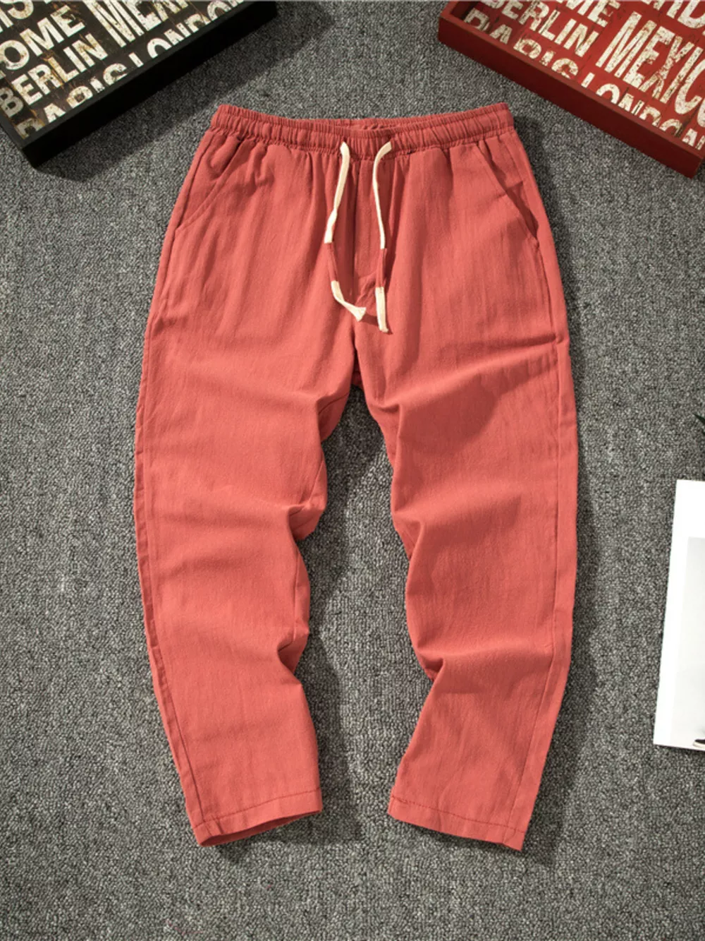 Men's Plus Size Drawstring Loose Fit Pants, image 6