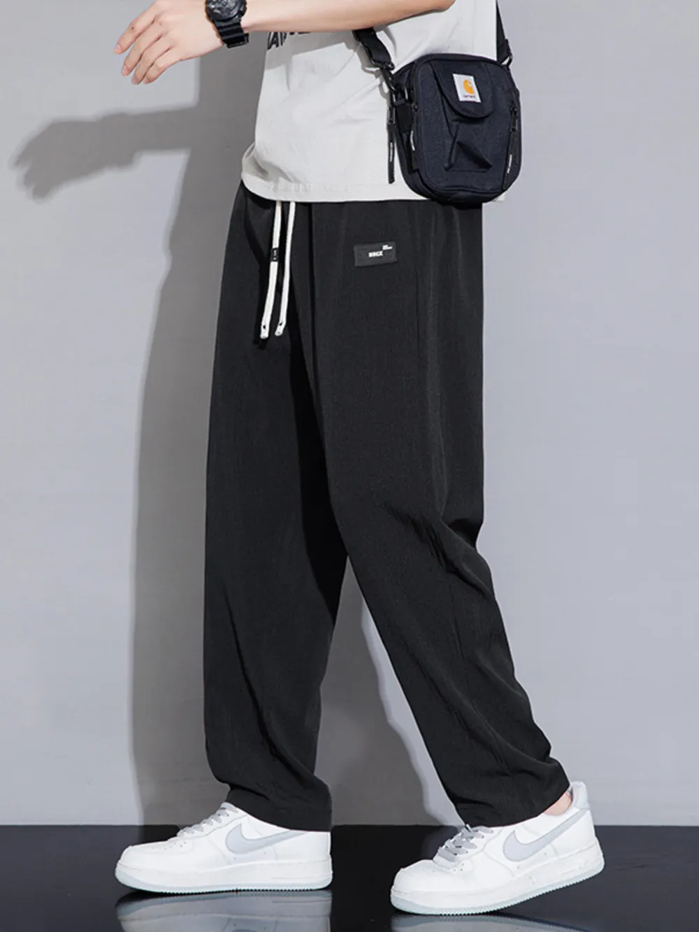 Men's Plus Size Casual Drawstring Wide Leg Pants, image 3