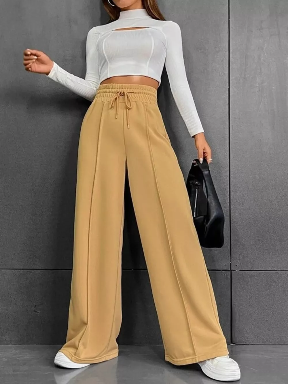 Wide Leg Drawstring Waist Pants, image 10