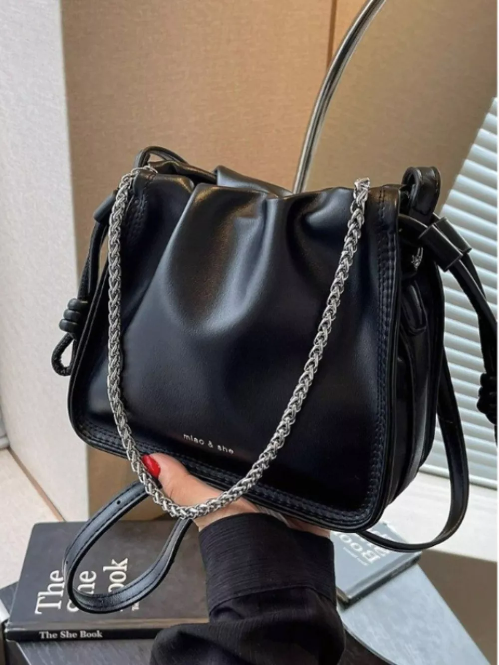 Drawstring Ruched Crossbody Bag, image 6
