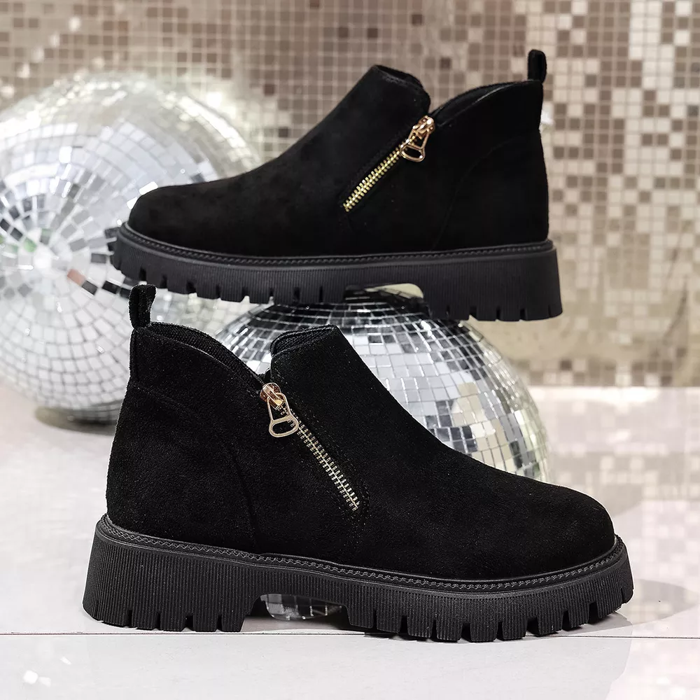 Round Toe Side Zip Ankle Boots, image 3